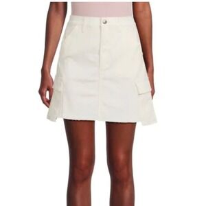 JOE'S JEANS Women's Ivory Cargo Denim‎ Mini Skirt Size 24 Raw Hem NWT